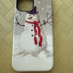 Snowman Design Phone Case - White and Red